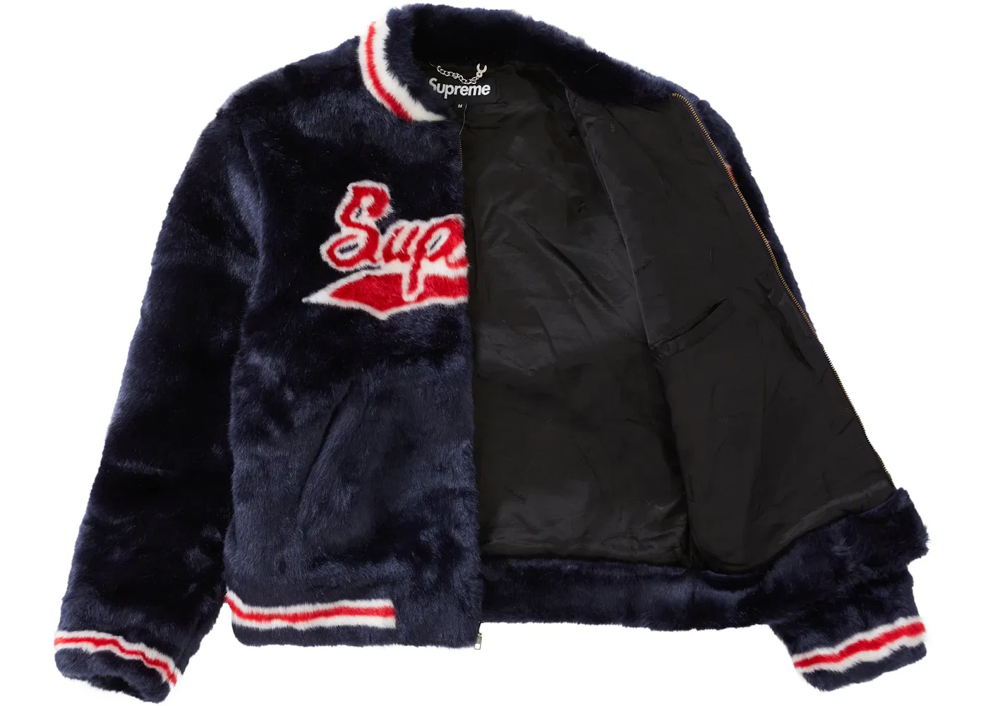 Мужская куртка-бомбер с искусственным мехом Supreme Varsity Jacket, Navy — фото 3