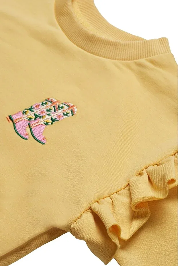Детские свитшот с воланами для девочек Miela Kids, Light Yellow — фото 3