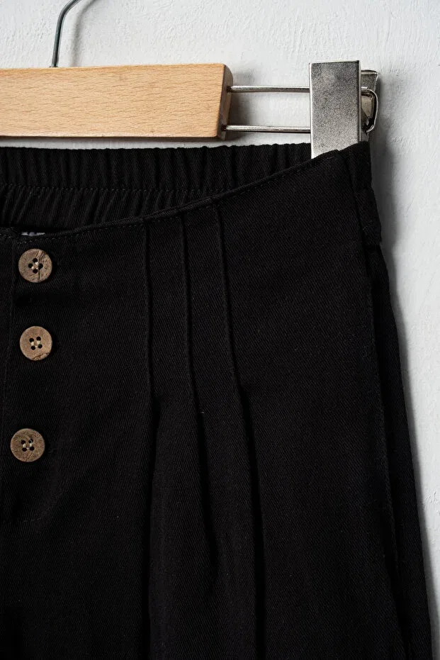 Детские брюки для девочек из габардина со складками Esila Kids, Black — фото 4