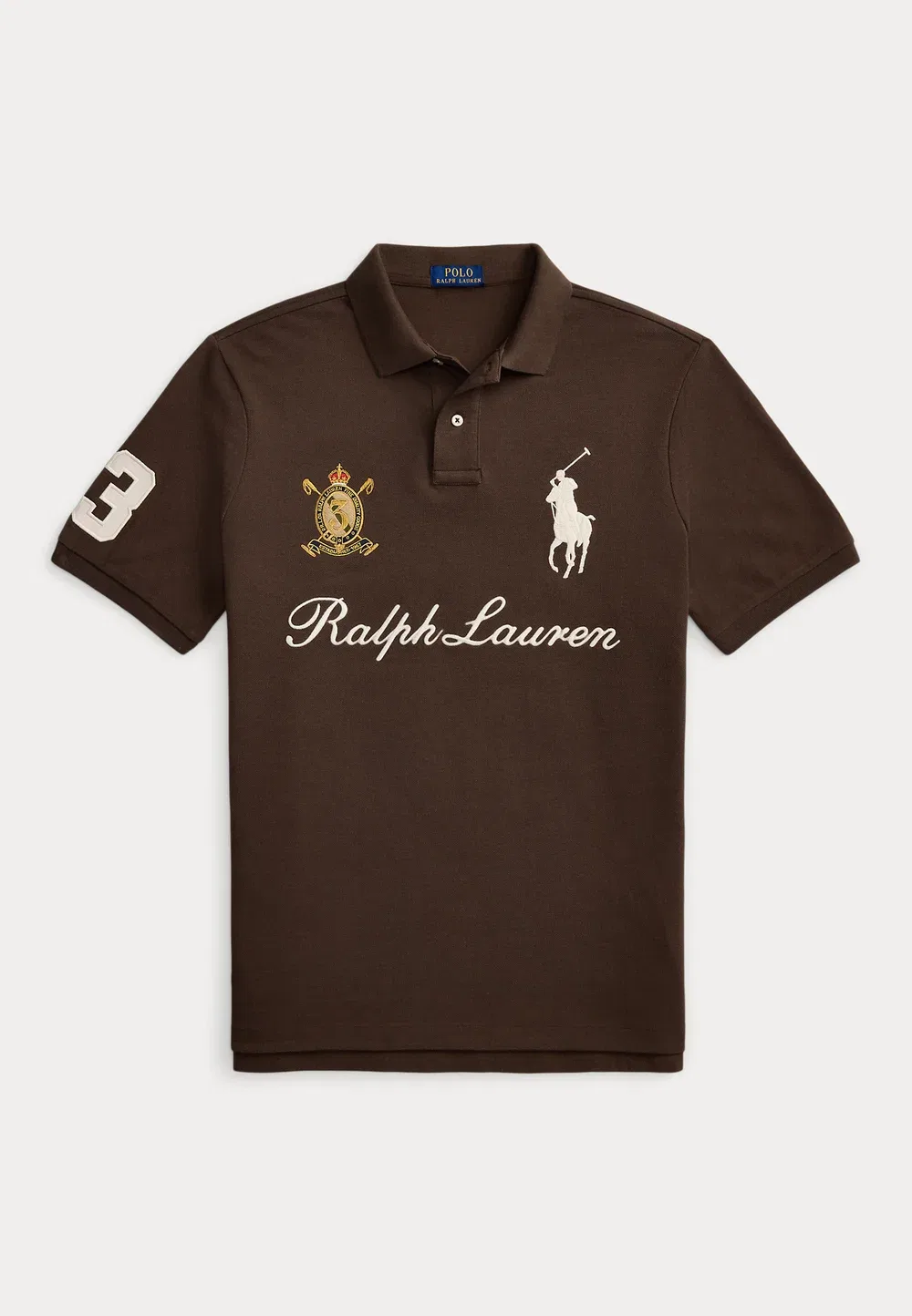 Классическая поло-рубашка из сетчатой ткани с крупным рисунком под пони Polo Ralph Lauren, Nutmeg Brown — фото 4