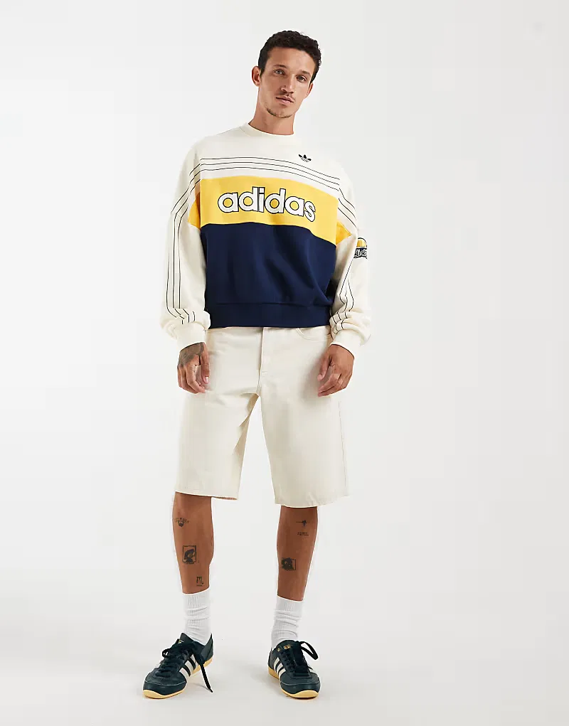 Свитшот Adidas Originals Originals в стиле университетской формы, кремово-белый — фото 4