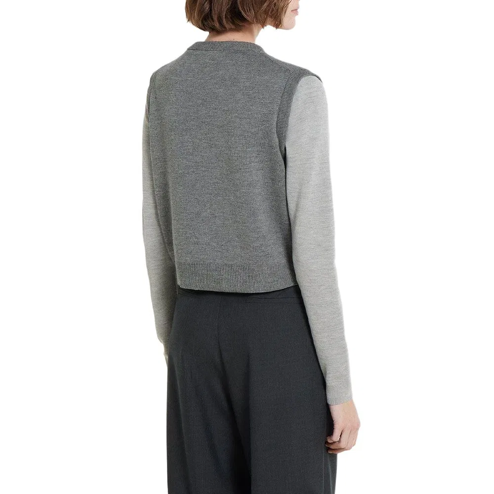 Свитер GUCCI Vest Overlay Knit, с накладным декором, серый — фото 4