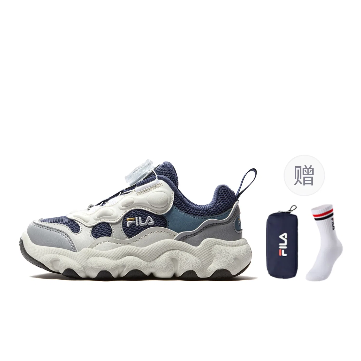 Детские повседневные кроссовки с отделкой из синтетической кожи FILA KIDS, Haitang Blue/Haze Gray
