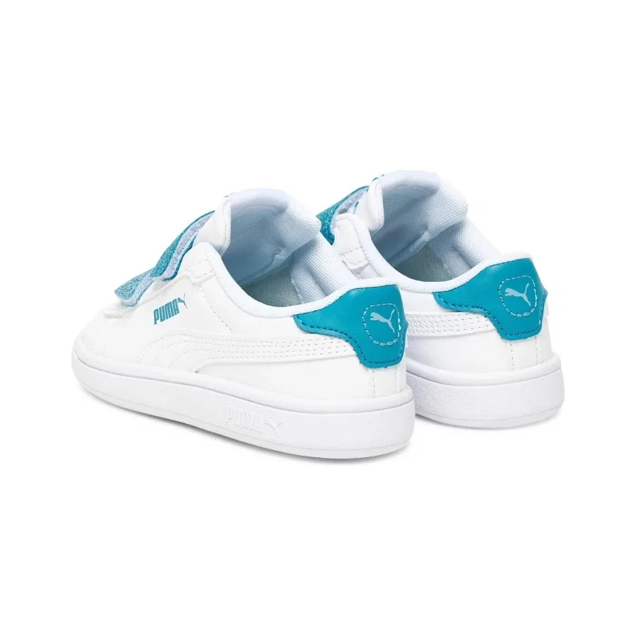 Детские спортивные туфли с блестками Smash 3.0 L Glitter Velcro V Inf Puma, Белый — фото 3