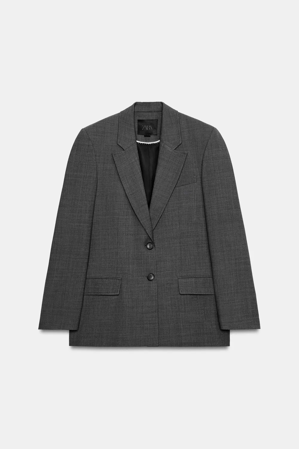 Прямой блейзер из шерстяной смеси, коллекция ZW. ZARA, Grey marl — фото 3