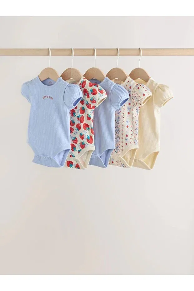 Детское боди-комбинезон для девочек хлопковый 5-комплект Basics Next Baby, Blue