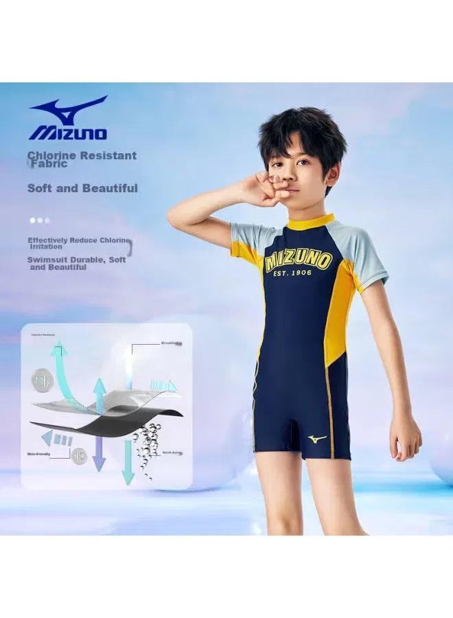 Плавки-комбинезон детские с защитой от солнца Mizuno, желтый — фото 4