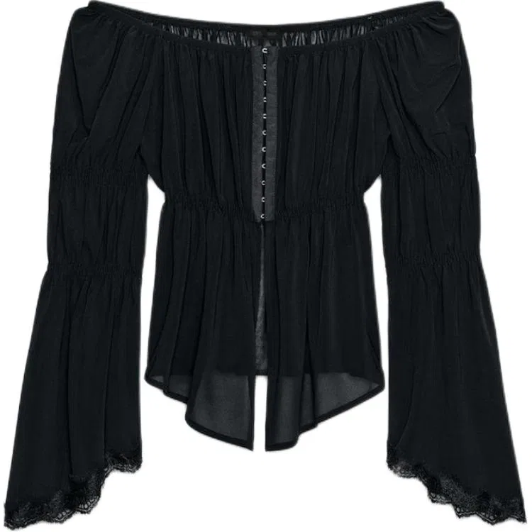 Женская шифоновая блуза с лодочкой Black ZARA, Black
