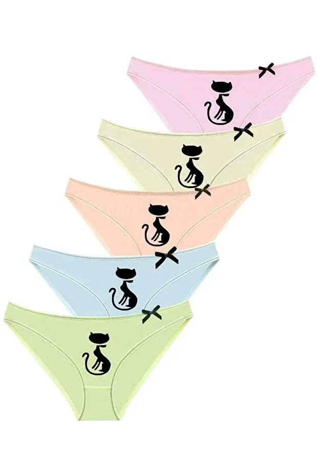 Детские трусы для девочек с принтом Pack of 1024 cat printed mix panties Newlilla, Tkv2- Mix Colors — фото 3
