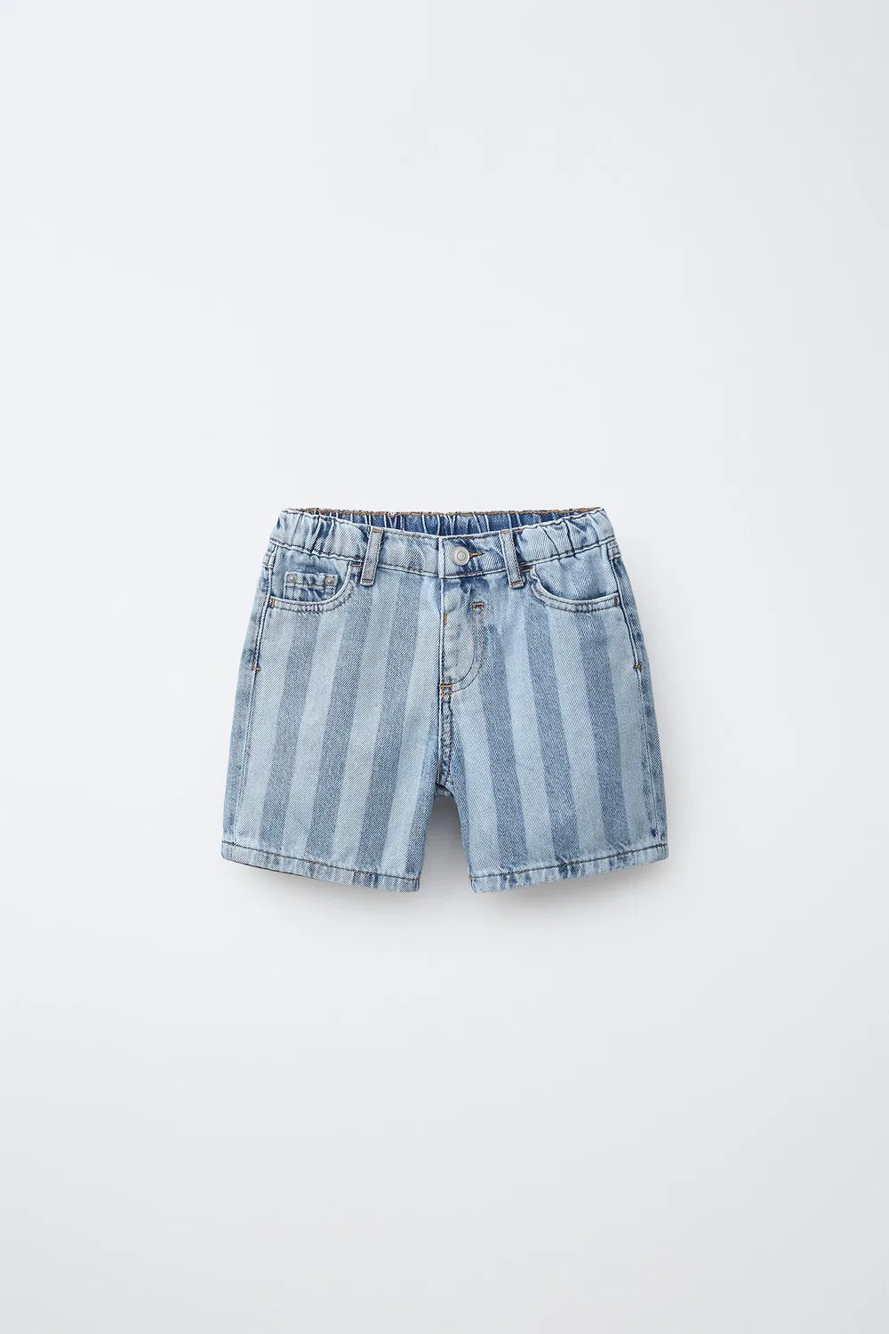 Шорты-бермуды из полосатого денима ZARA, Indigo