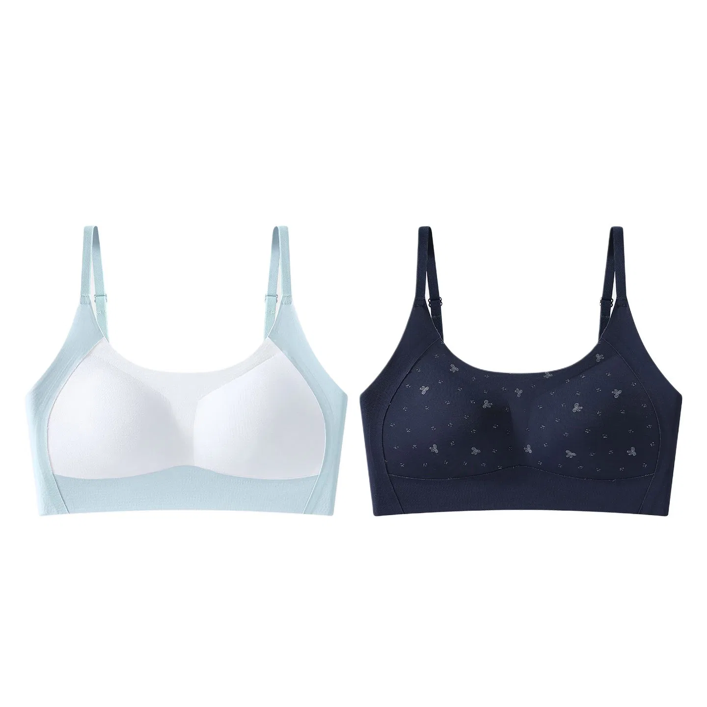 Детский бюстгальтер для девочек без косточек с поддержкой Red bean, Light Blue+Blue Bow