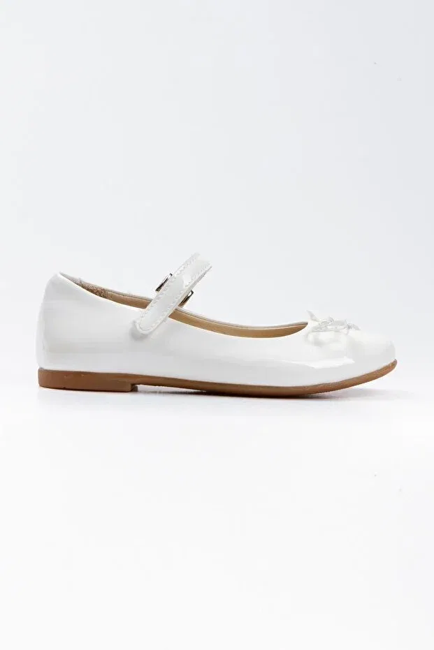 Детские балетки для девочек лакированные белые Paqpa, White Patent Leather