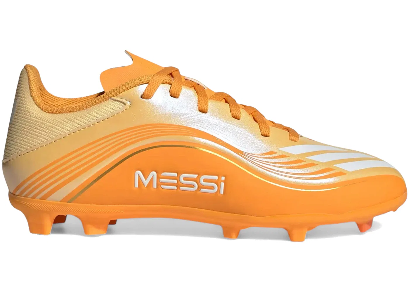 Детские бутсы с шипами Adidas F50 League FG/MG Messi Hora Dorada Pack, Ice Tangerine/Gold Metallic/Pure Tangerine