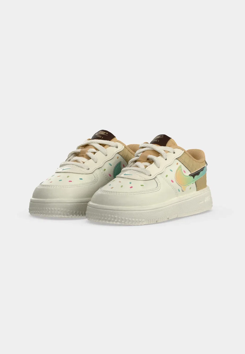 Кроссовки Force 1 low bt lace na16 унисекс Nike Sportswear, Sail/Multicolor/Sesame/Bleached Turq/Lemon Venom/Light Chocolate — фото 3