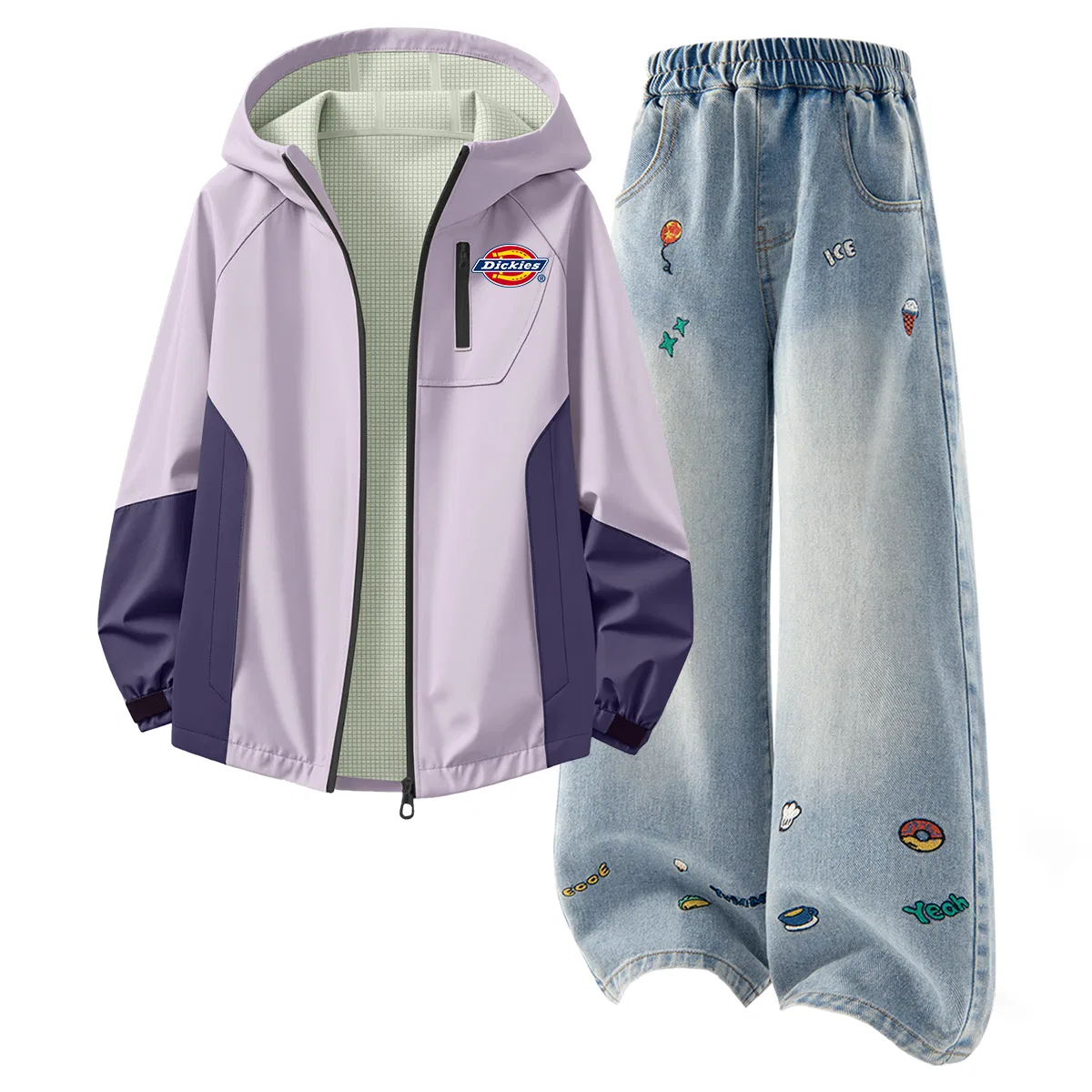 Детский спортивный костюм с капюшоном Silicone Standard K Purple+Solid Color Denim Blue, Dickies