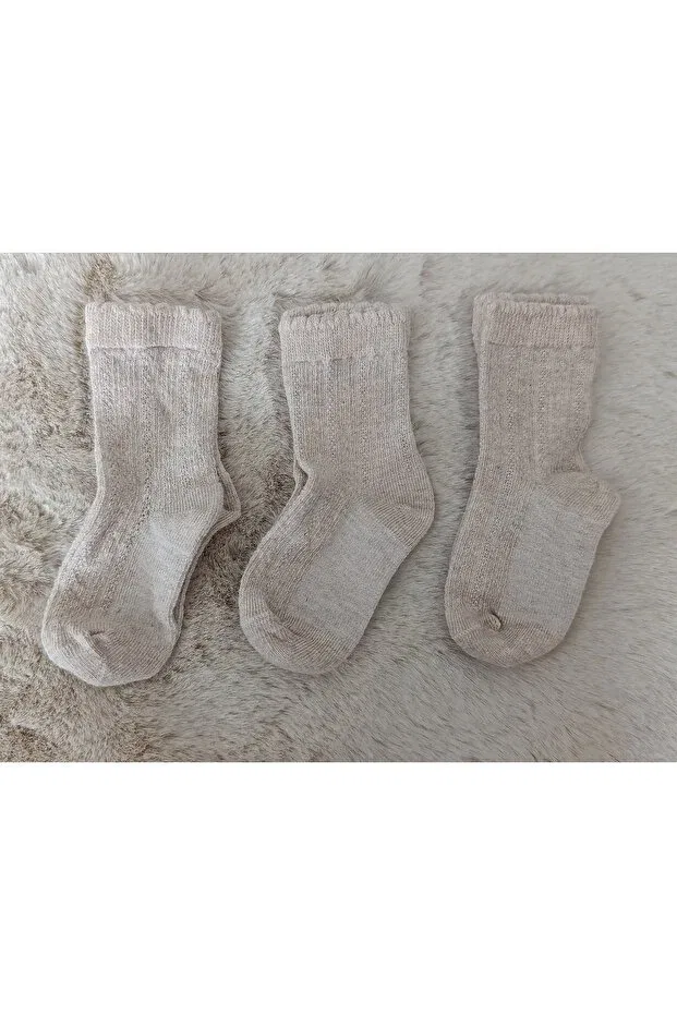 Детские носки для новорожденных хлопковые 3 шт Petite Pure Baby Natura, Ecru — фото 2