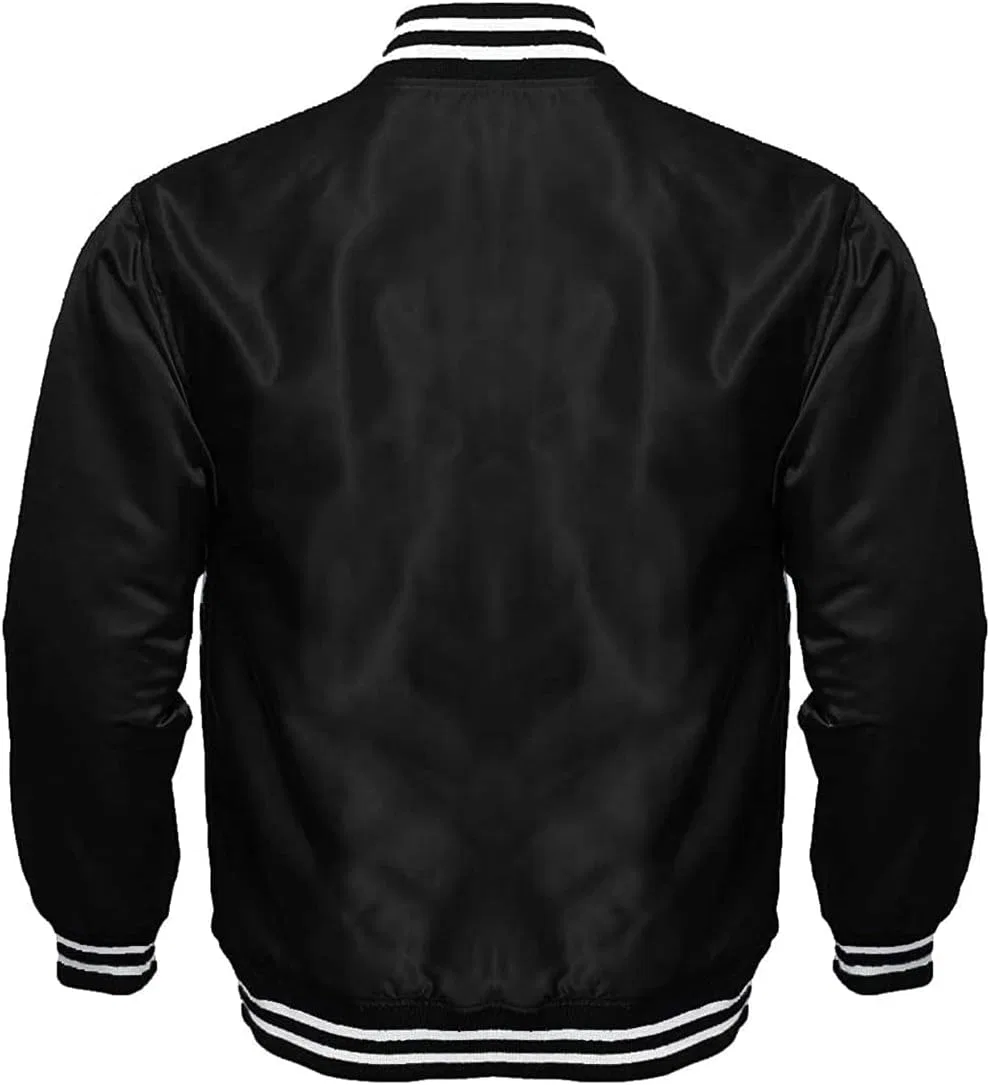 Куртка-бомбер в стиле Varsity Jacket (универсал, бейсбольная куртка) из атласной ткани, доступна в 10 цветовых вариантах — фото 2