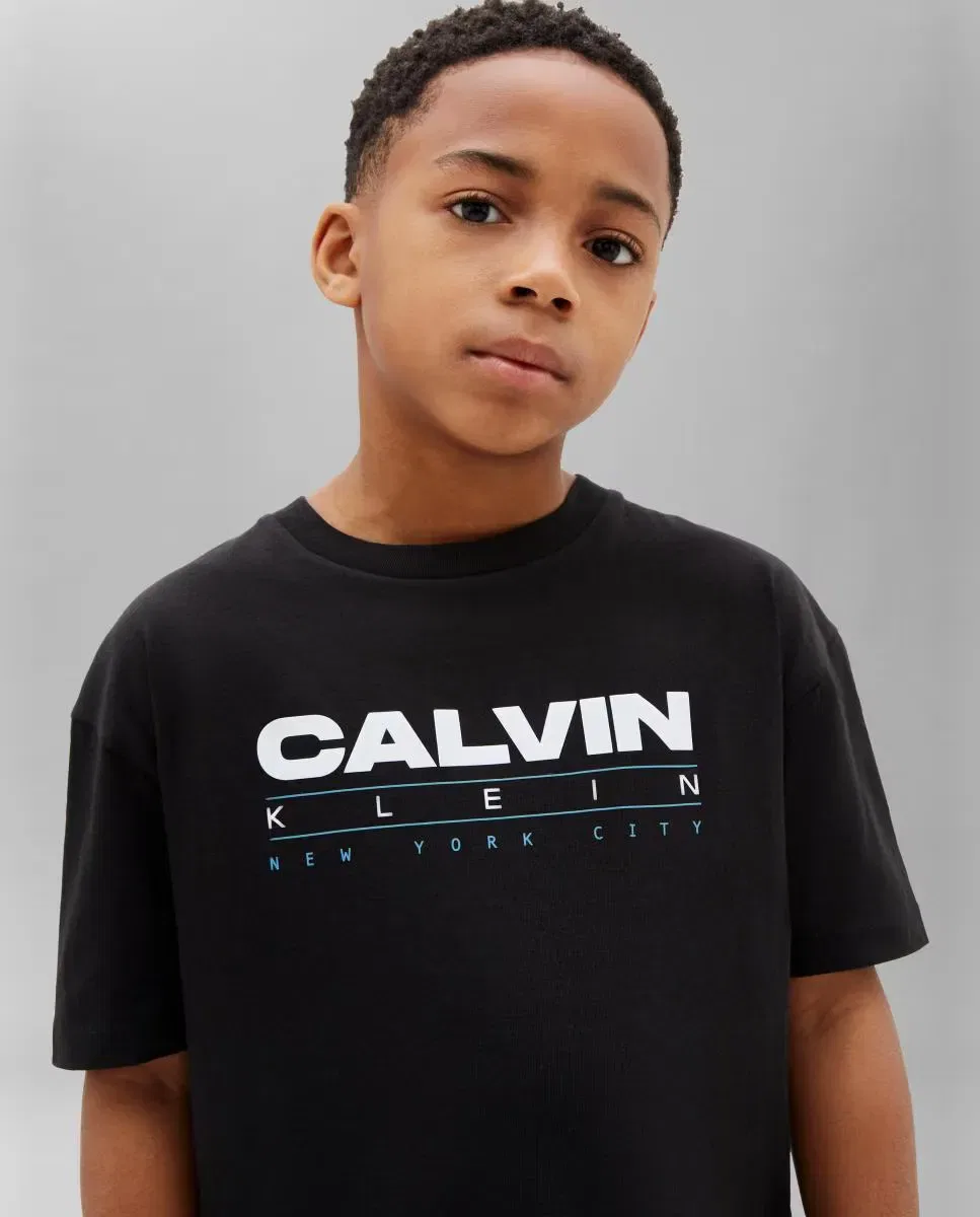 Детская футболка для мальчиков хлопковая Calvin Klein, Negro — фото 2