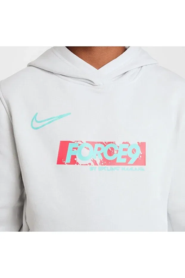 Детское худи для девочек с принтом Club Fleece Nike, Gray — фото 4