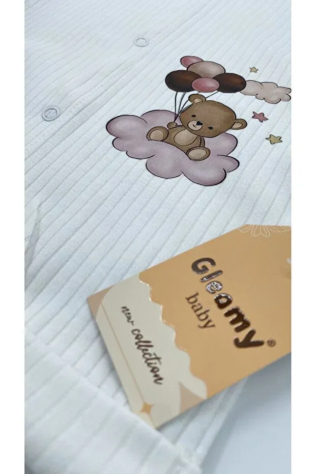 Детское боди-комбинезон с принтом Teddy Bear Cloud Gleamy, White — фото 4