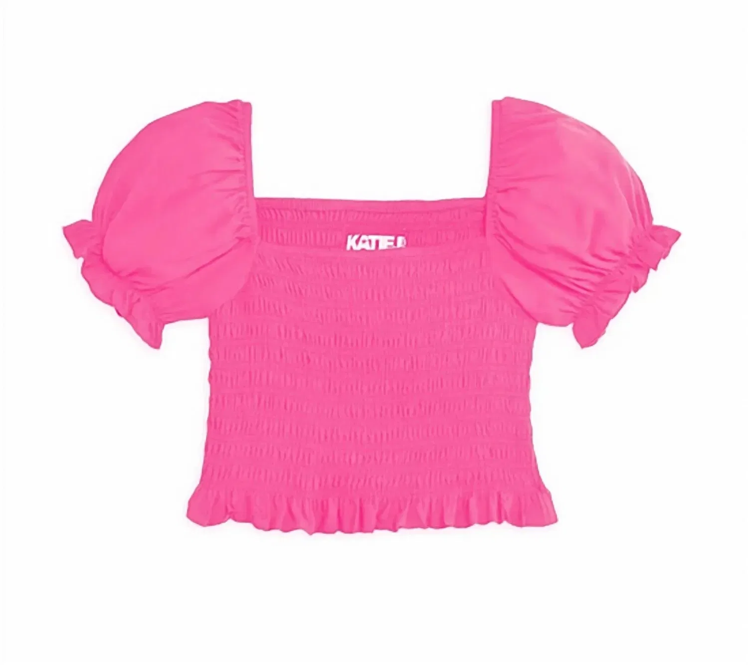 Детская блузка для девочек с рукавами-фонариками Marlee Puff Sleeve KatieJnyc, Neon Pink