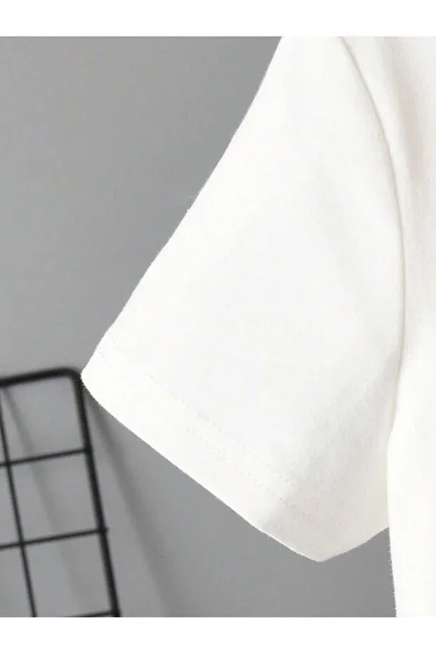 Детская футболка с принтом для девочек Printed Crew Neck Combed Cotton T-Shirt Let'S Wear, White — фото 4