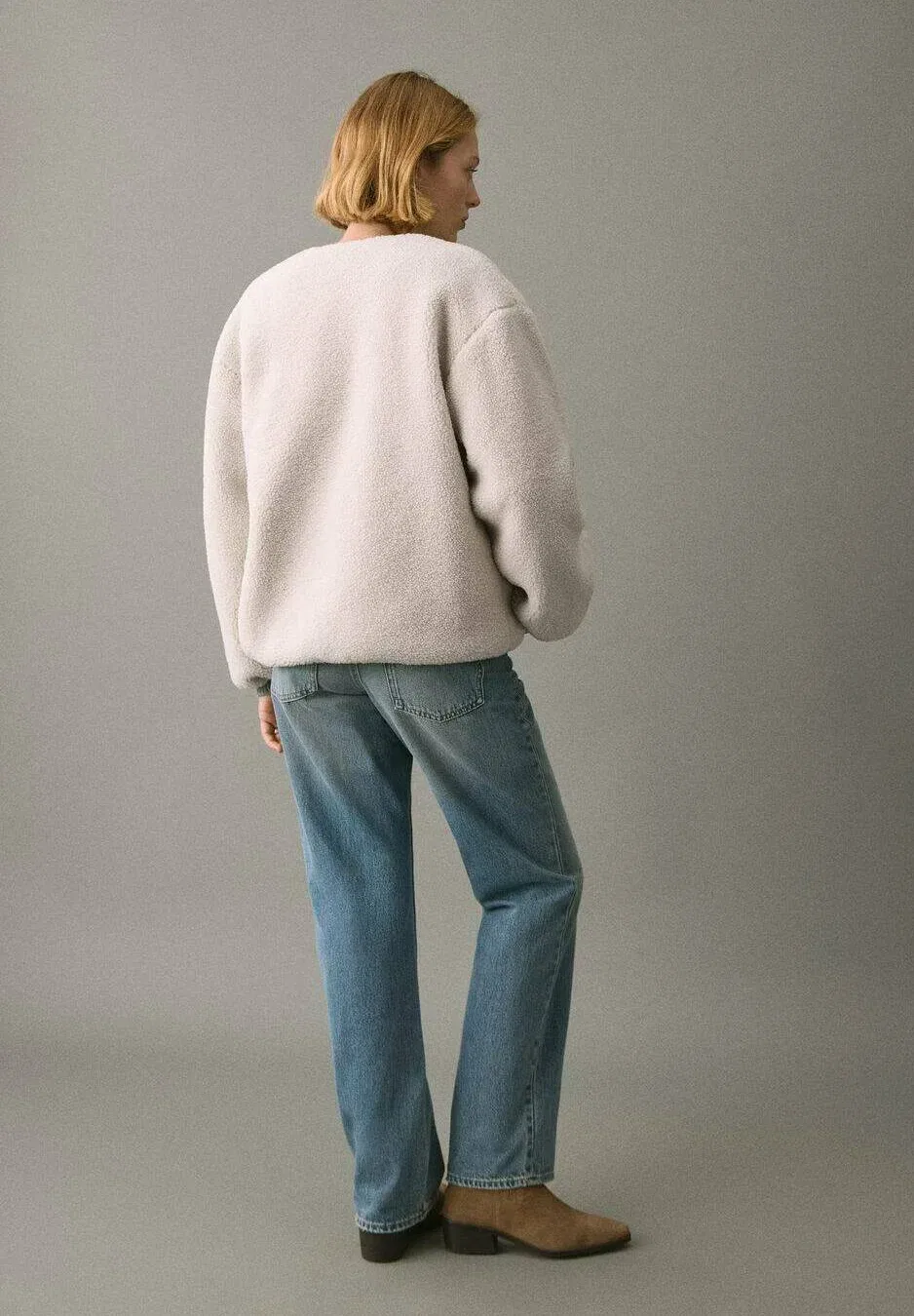 Подростковая флисовая куртка Mango Kids, Ecru — фото 3