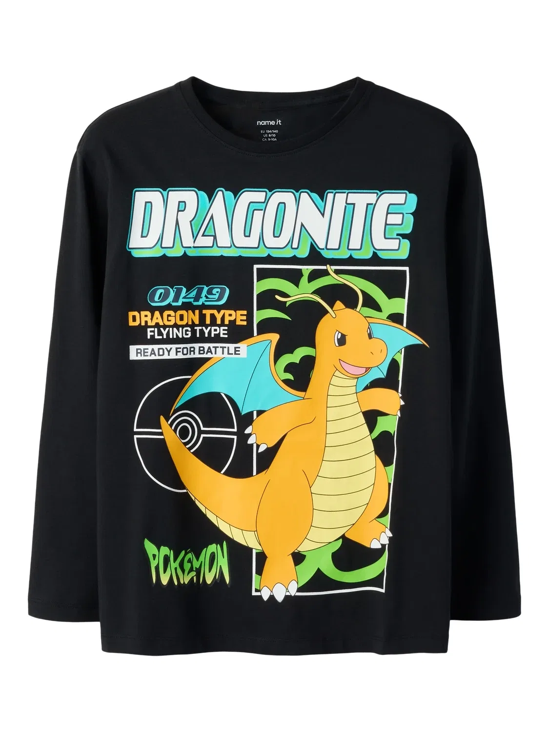 Лонгслив с принтом Pokemon Nkmsyx Name It, черный