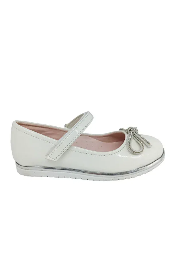 Детские балетки для девочек с ортопедической стелькой Richy Kids, White Patent Leather