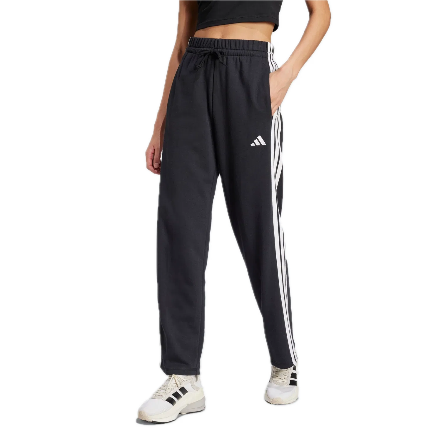 Женские спортивные штаны с тремя полосками Adidas, черный — фото 2
