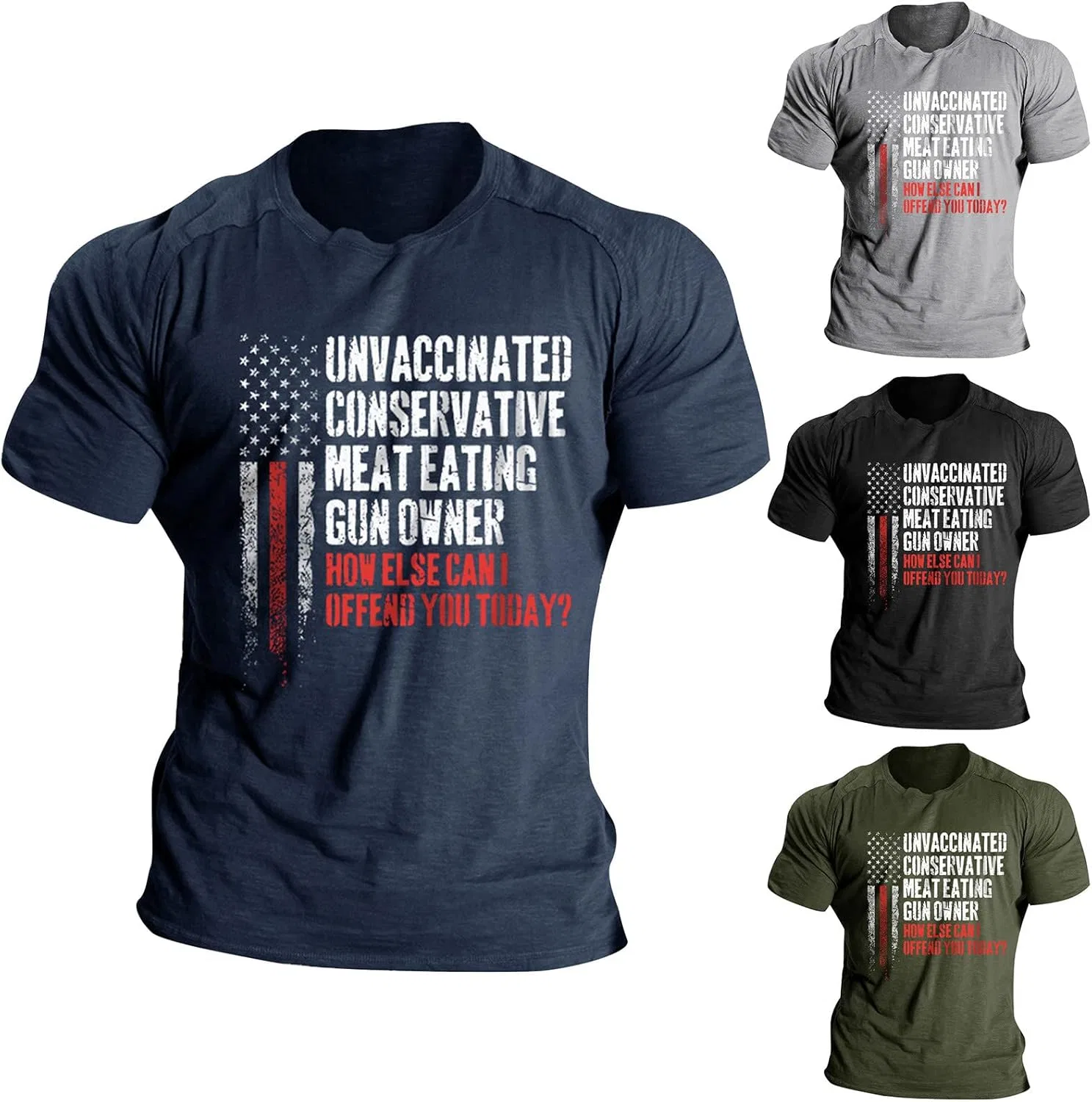 Мужская футболка с принтом American Flag Tee, Blue — фото 2