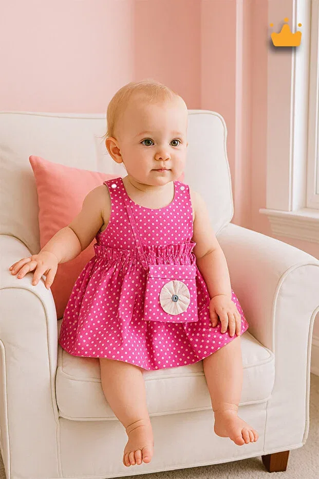 Детское платье для девочек с принтом в горошек Pino Baby, Fuchsia