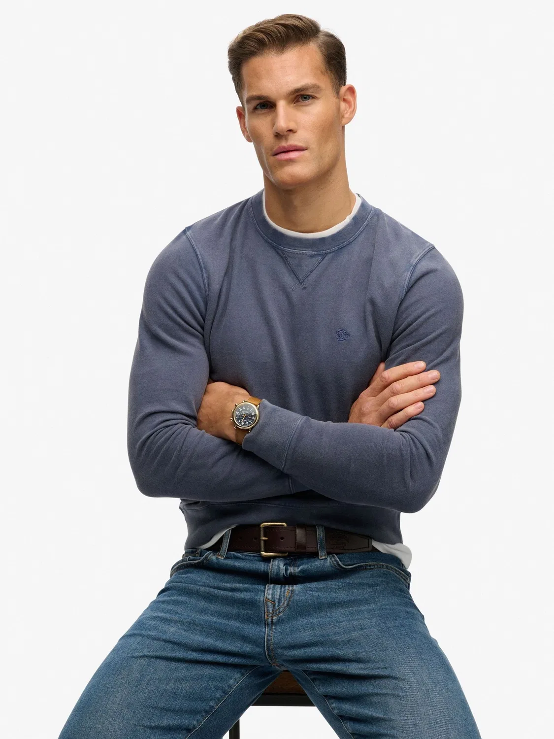 Свитшот классический, свободный крой Superdry, синий