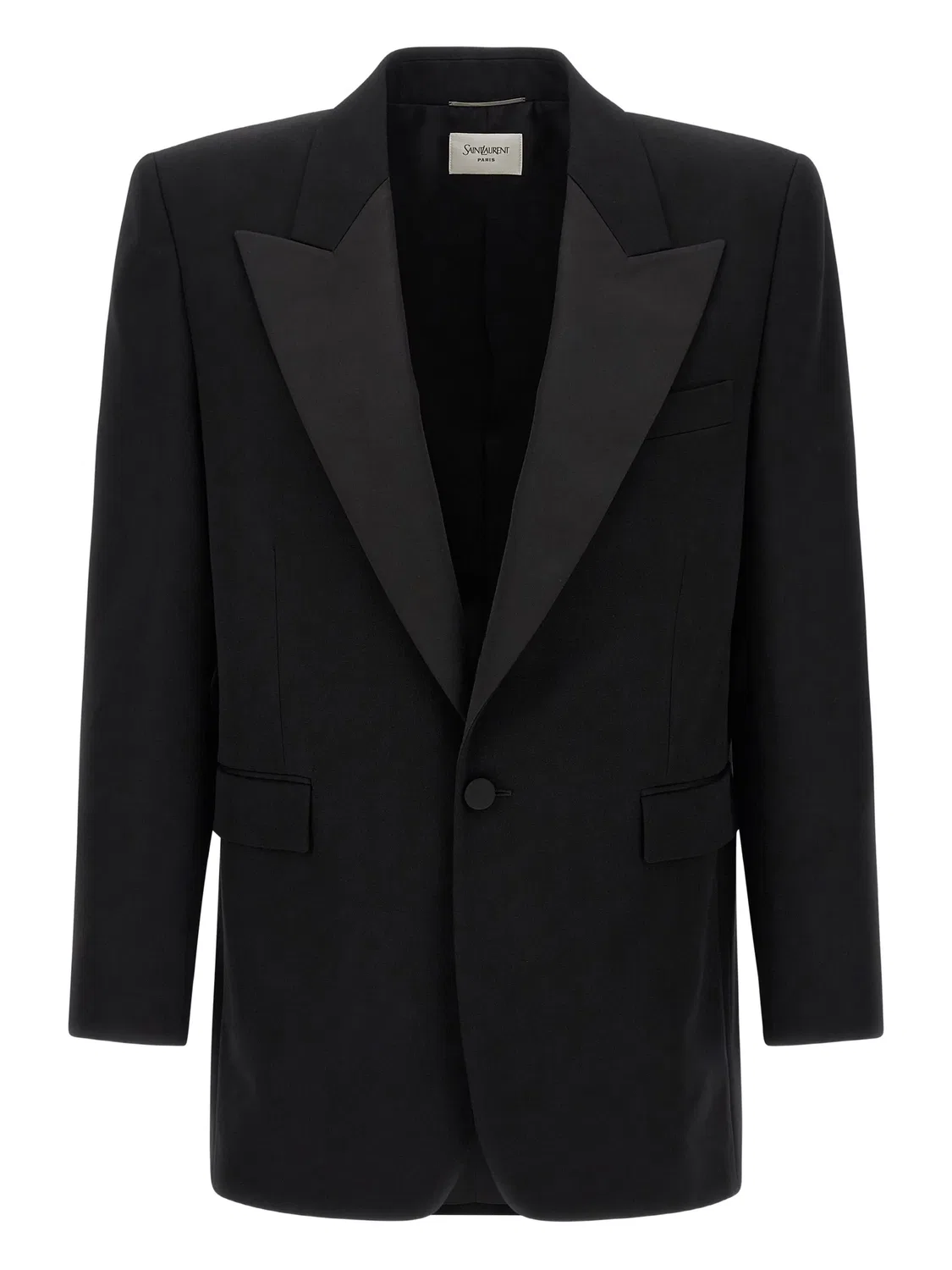 Однобортный блейзер с заостренными лацканами Saint Laurent, черный