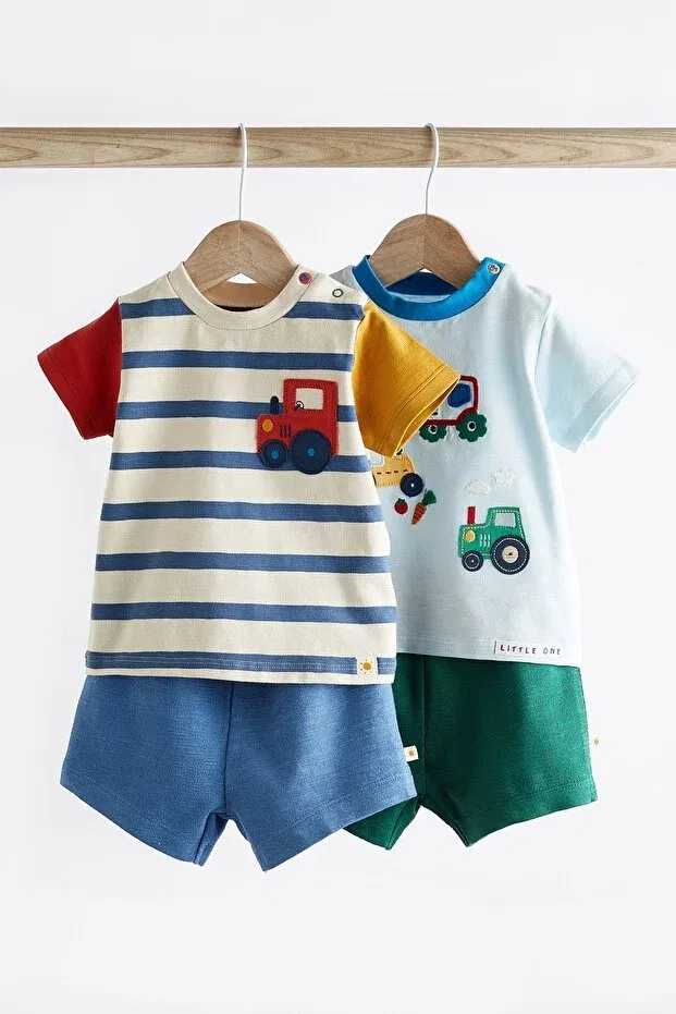 Детский комплект из футболки и шорт с принтом Blue Tractor Next Baby, Blue