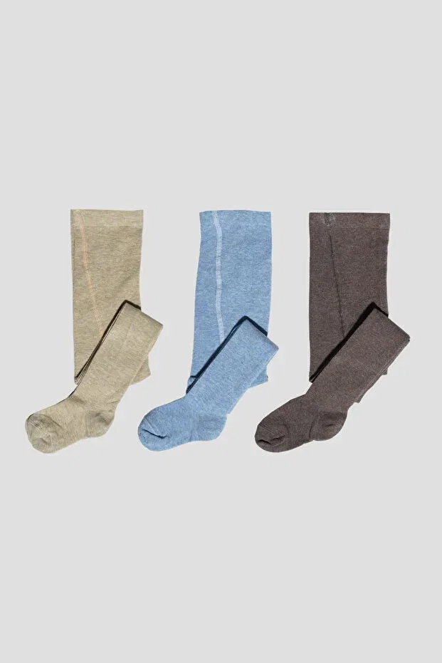 Детские колготки для девочек хлопковые 3 пары Defne Baby, Gray-Blue-Brown