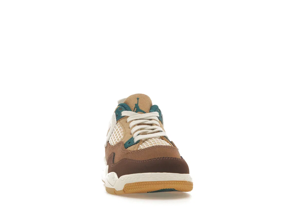 Детские кроссовки Lifestyle с контрастными акцентами Jordan 4 Retro, Cacao Wow/Geode Teal/Ale Brown/Twine/Sail/Luminous Green — фото 2