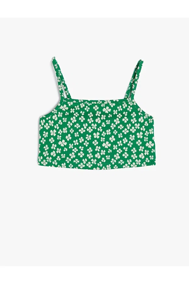 Детский топ для девочек с принтом Koton, Green Patterned
