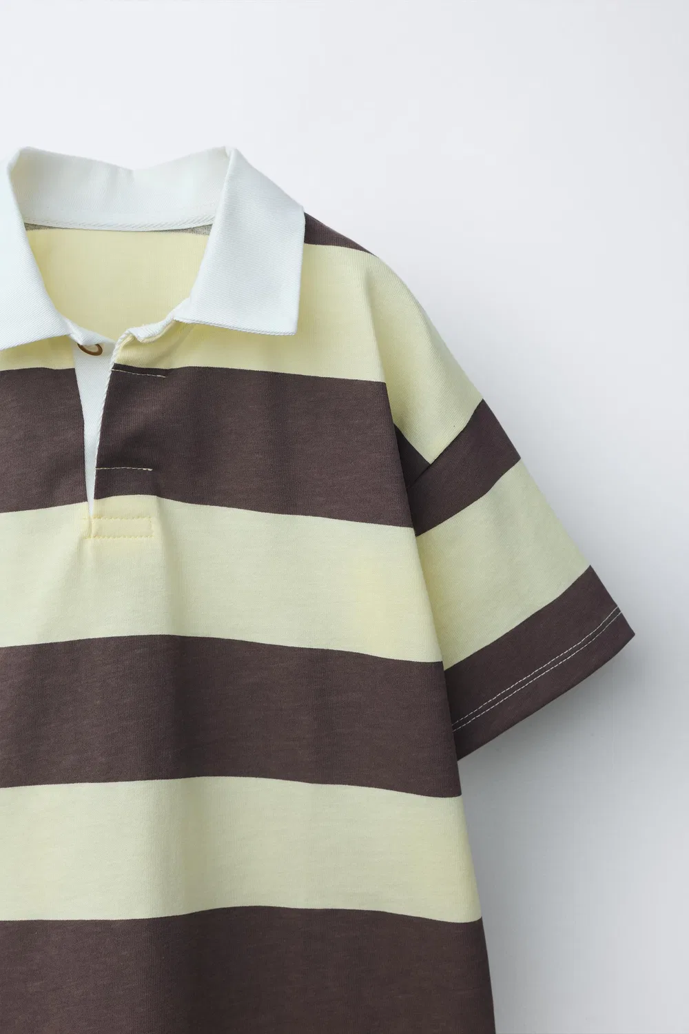 Комплект из полосатой рубашки-поло и шорт-бермуд ZARA, Yellow — фото 3