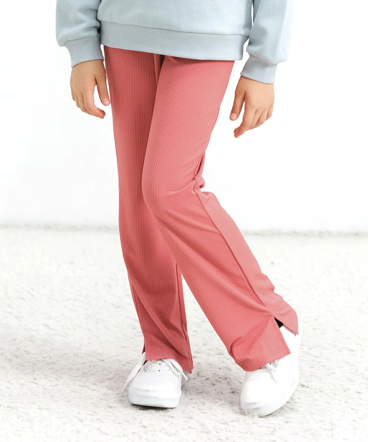 Детские брюки-клеш с разрезом, из рибаны, модель Slit Rib Flare Bee des Bee, Red