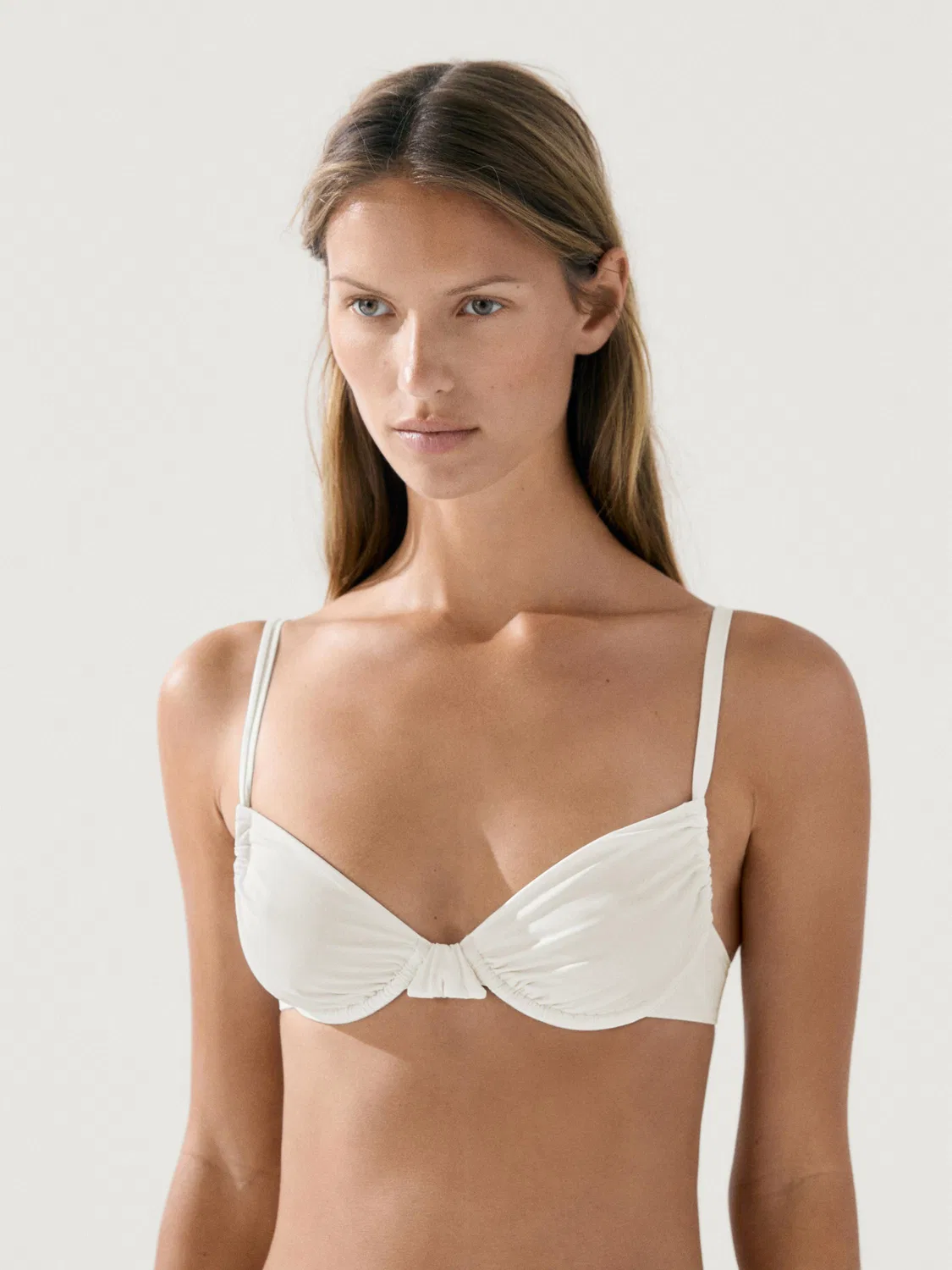 Бюстгальтер Massimo Dutti, верх бикини, с косточками, кремовый — фото 3