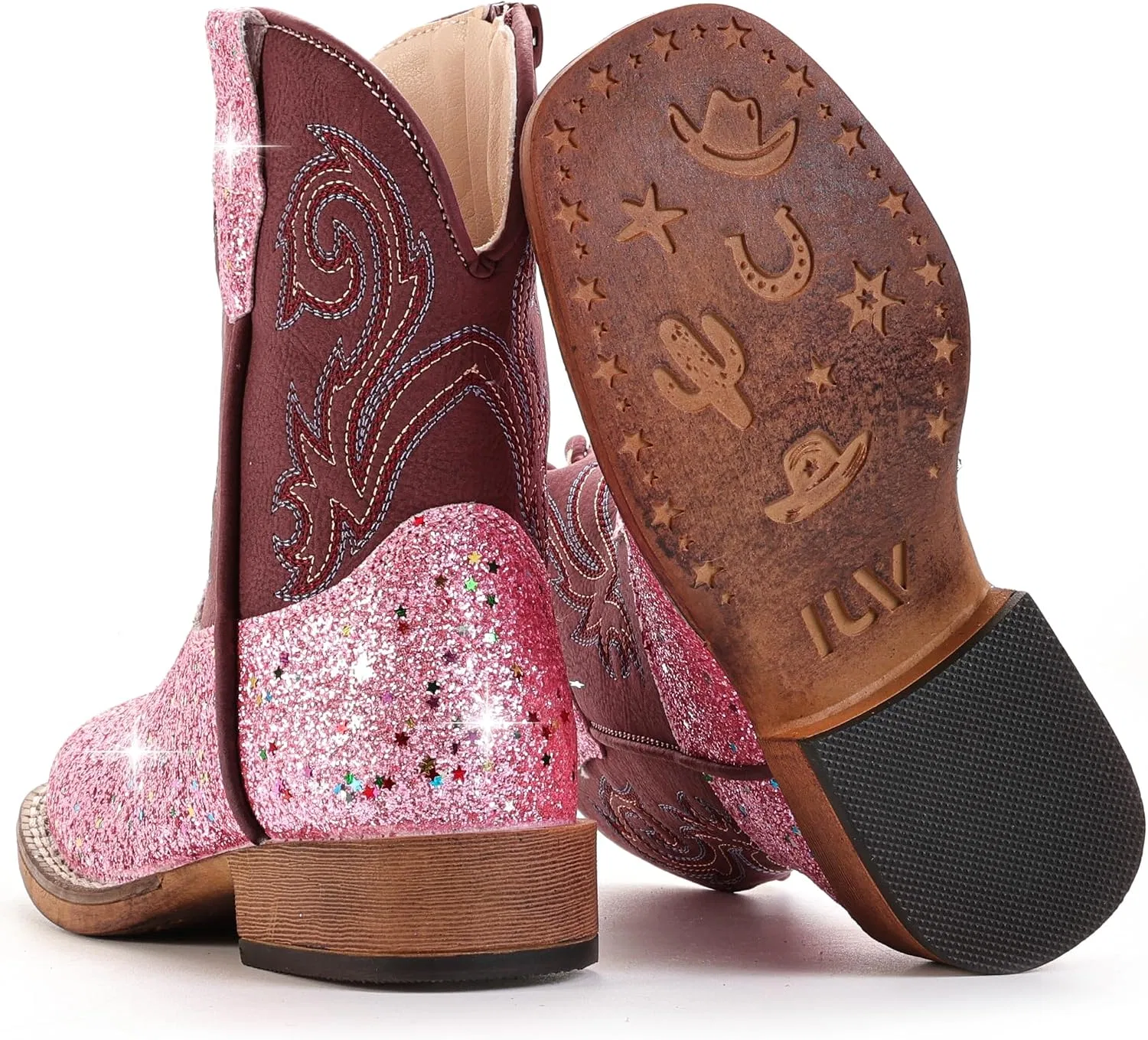 Детские сапоги для девочек с блестками Cowgirl Boots IUV KIDS, Bright Pink Glitter — фото 4