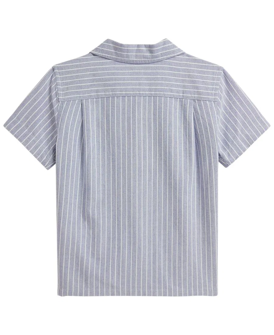 Рубашка-кемпинг с воротником-стойкой, из полосатого хлопкового оксфорда Polo Ralph Lauren, Blue White — фото 2
