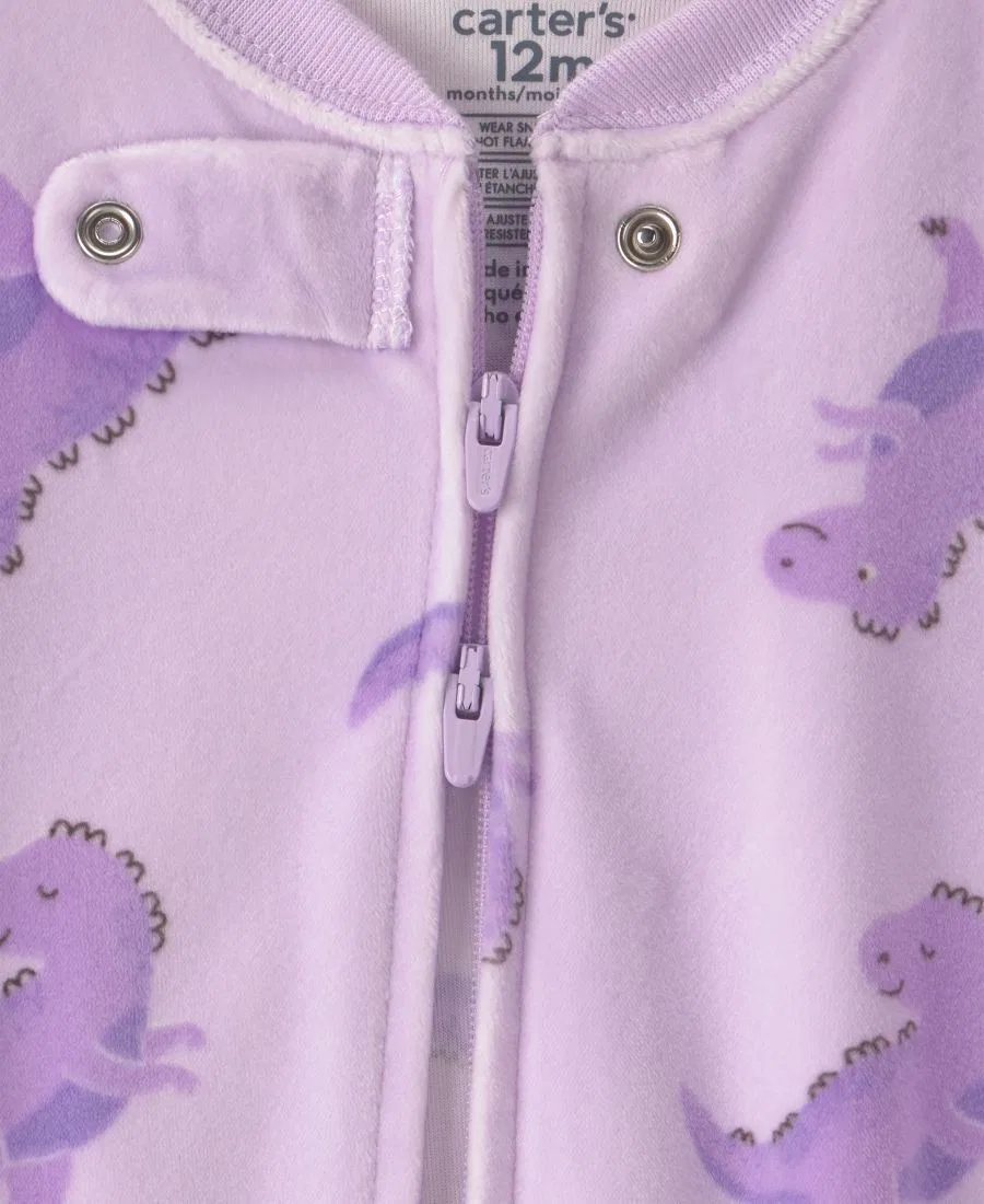 Пижама с ножками из велюра Dream Plush с принтом Dino Carter's, Purple — фото 3