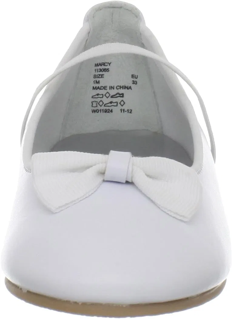 Детские балетки Marcy Ballet Flat для девочек Jumping Jacks, White Smooth/White Faille Trim — фото 2
