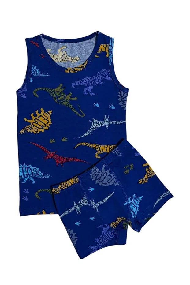 Детский комплект нижнего белья для мальчиков хлопковый Dinosaurs Patterned Elmas Kids, Blue