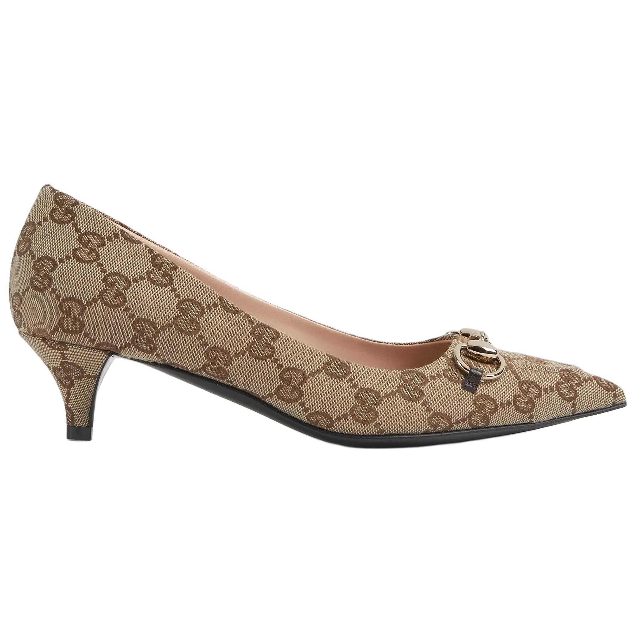GUCCI Туфли на конусном каблуке 4,5 см женские темно-коричневые — фото 3