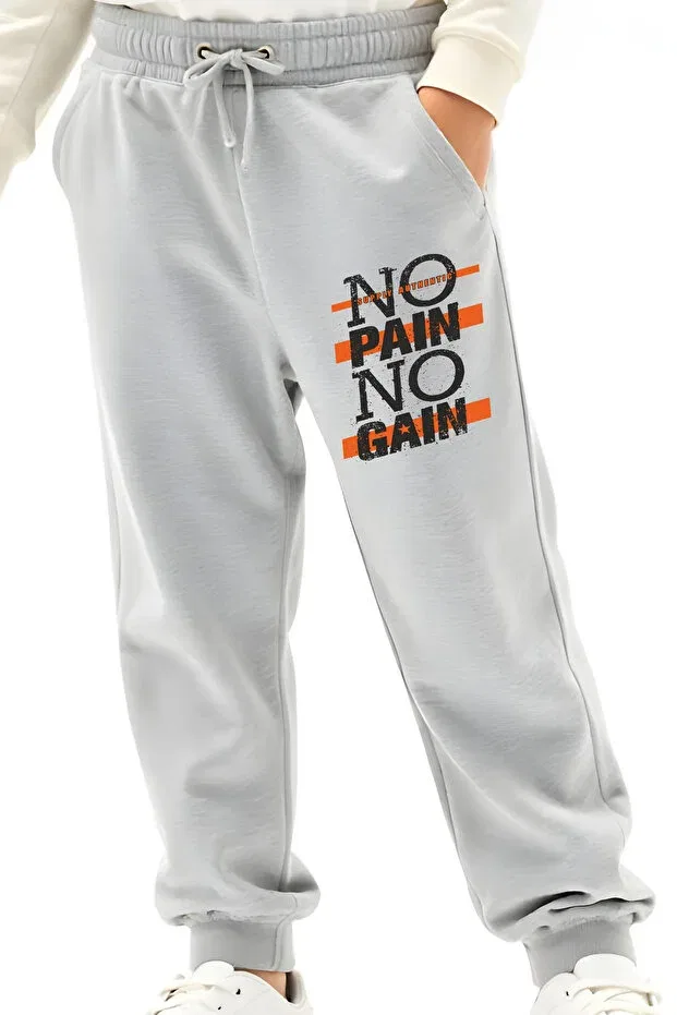 Детские спортивные штаны для мальчиков с принтом No pain printed Panios Kids, Gray — фото 3