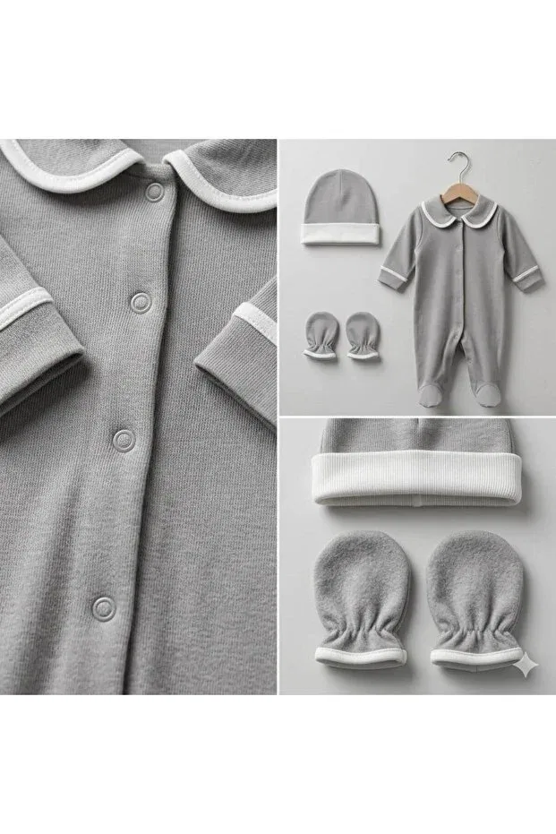 Детский комплект 3-предметный хлопковый Basics Jijek Baby Kids, Gray — фото 3
