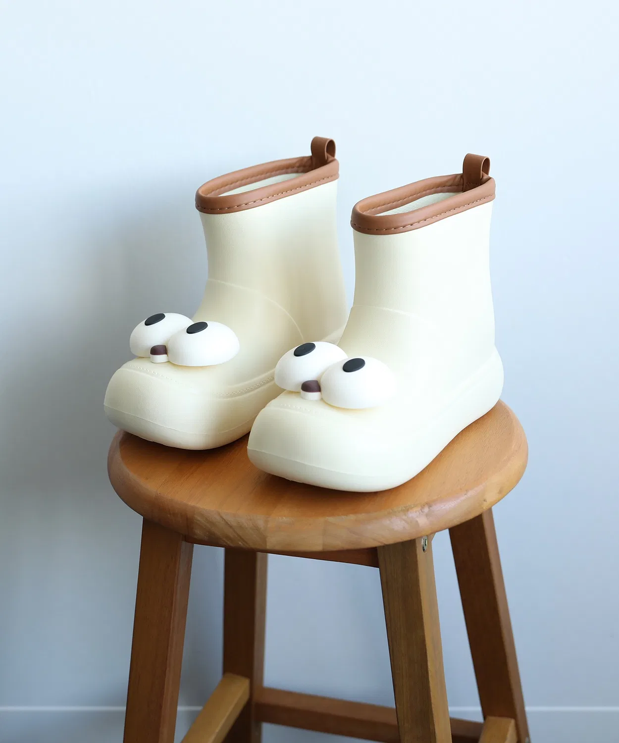 Детские дождевые сапоги с большими глазами, модель shoes365, White — фото 2